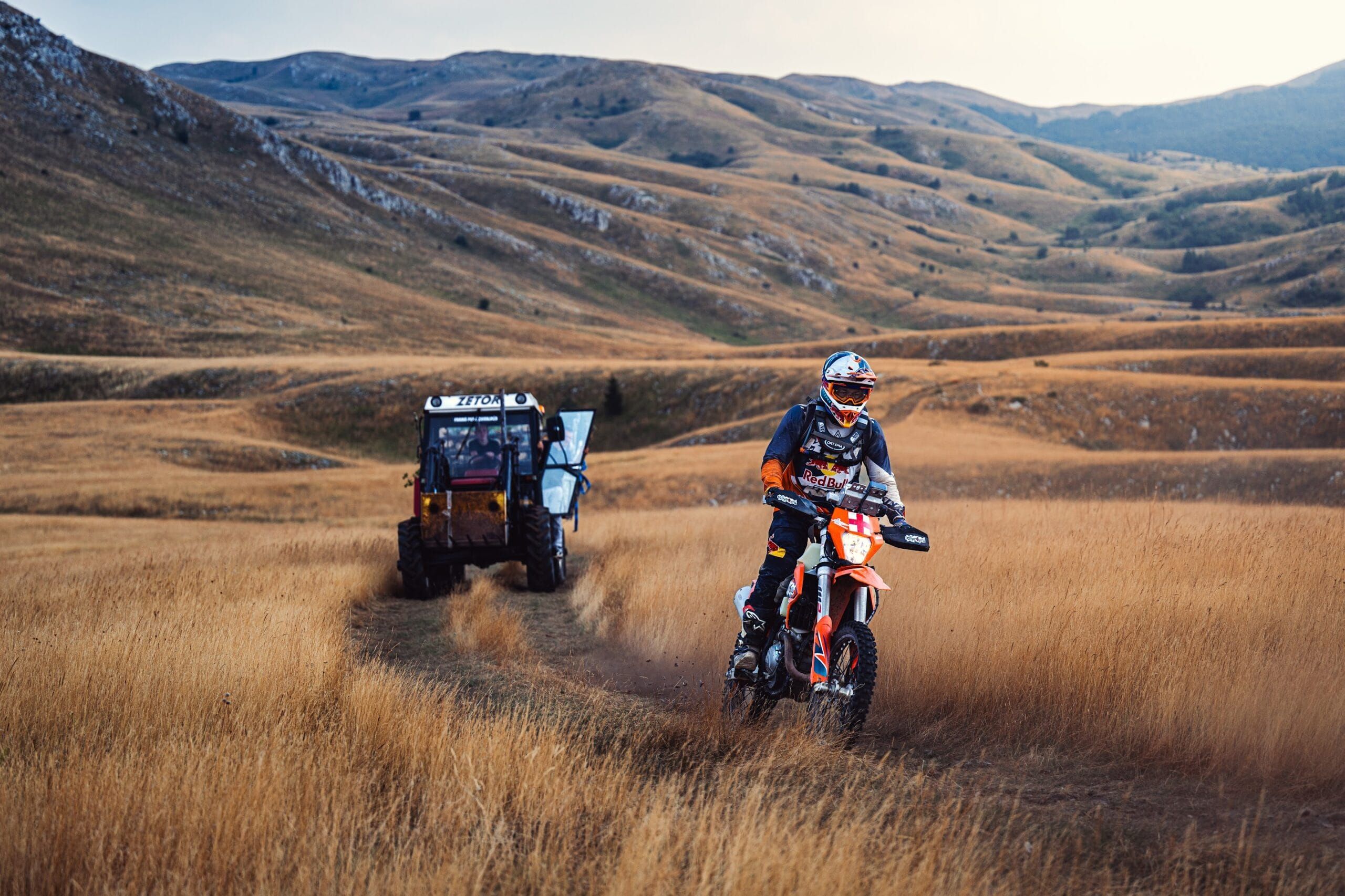 Drone view of rally riders