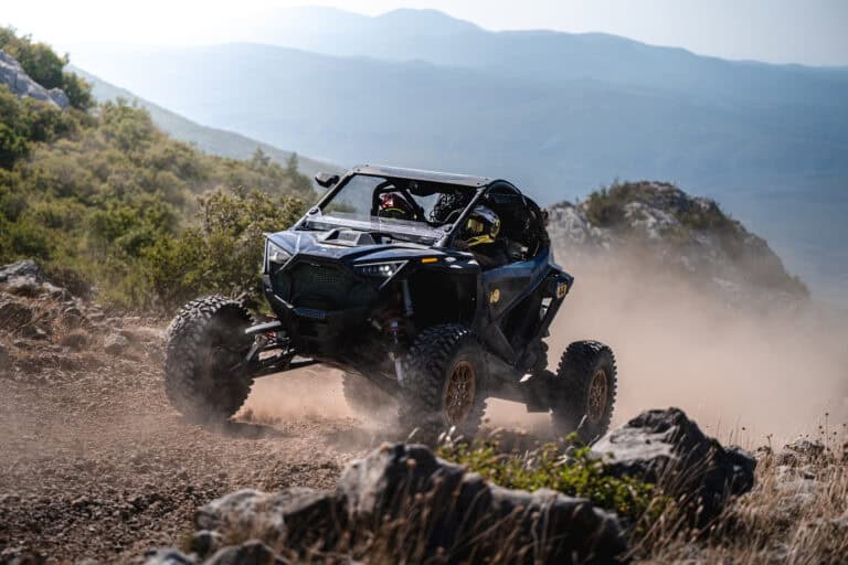 SSV jumping over a rocky crest